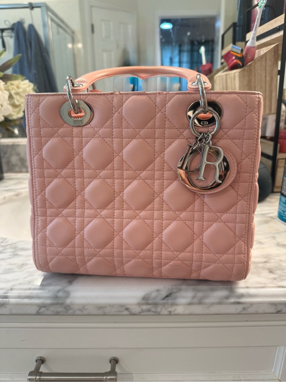 Dior Pink Quilted Leather Lady Dior with Silver Hardware - Picture 2 of 7
